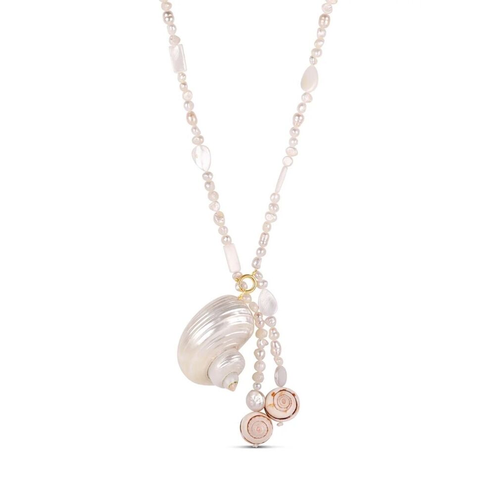 Snail Shell and Pearl Adjustable Necklace